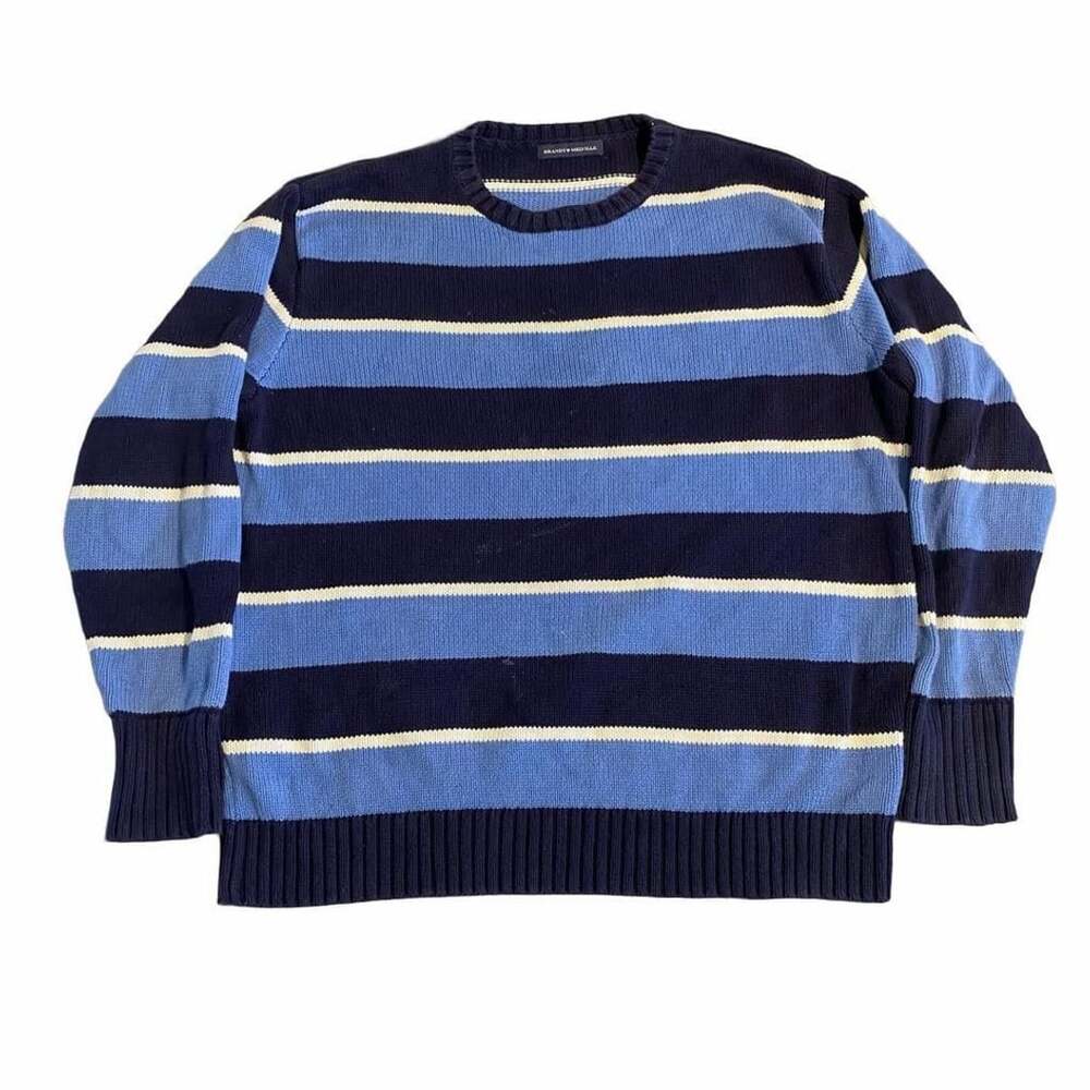 Brandy Melville Striped Crewneck Sweater Blue Navy White